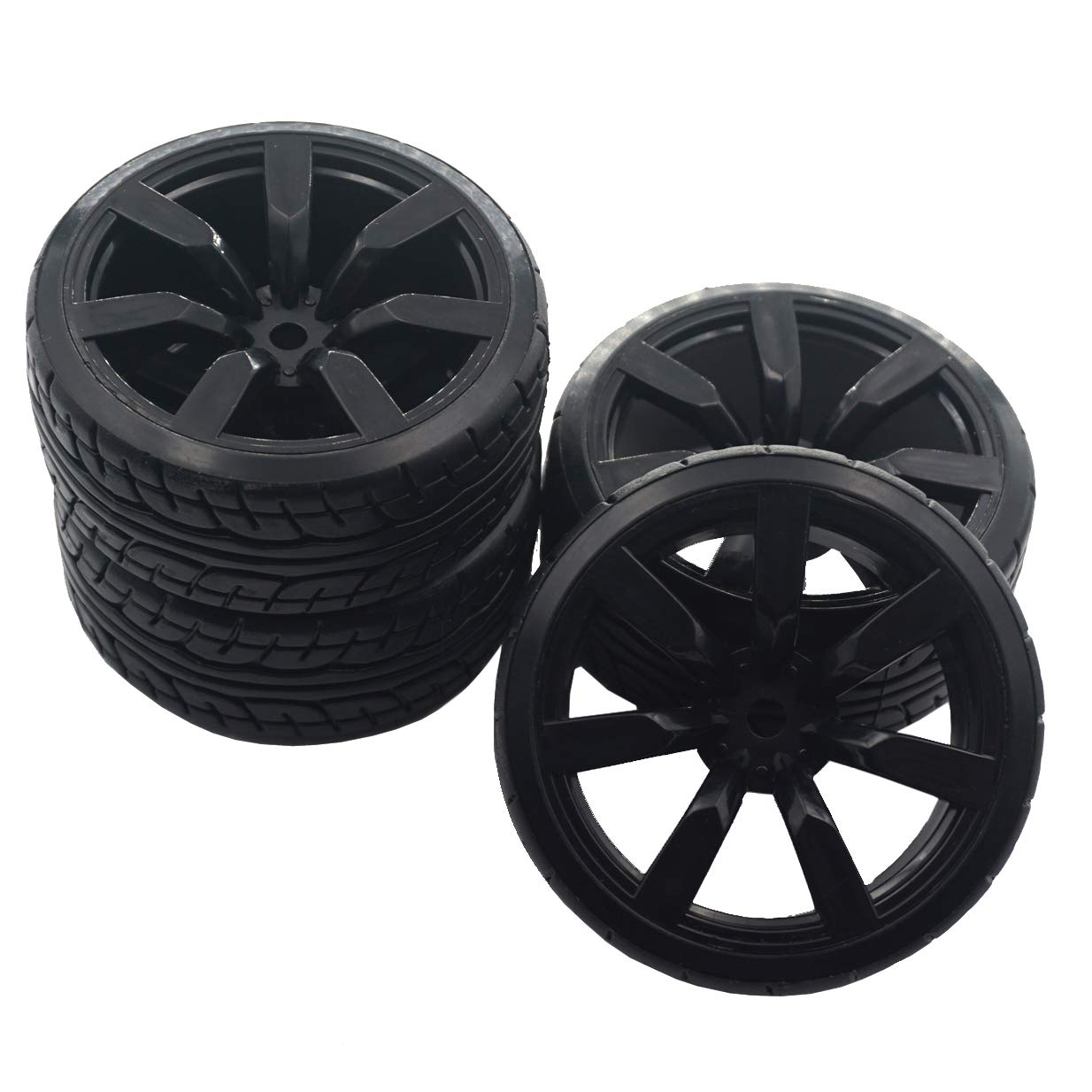 4Pcs ShareGoo OD62mm Hard Plastic RC Drift Car Tires & Wheel Rims 12mm Hex Tyre Compatible with Traxxas HSP Tamiya HPI Kyosho 1/
