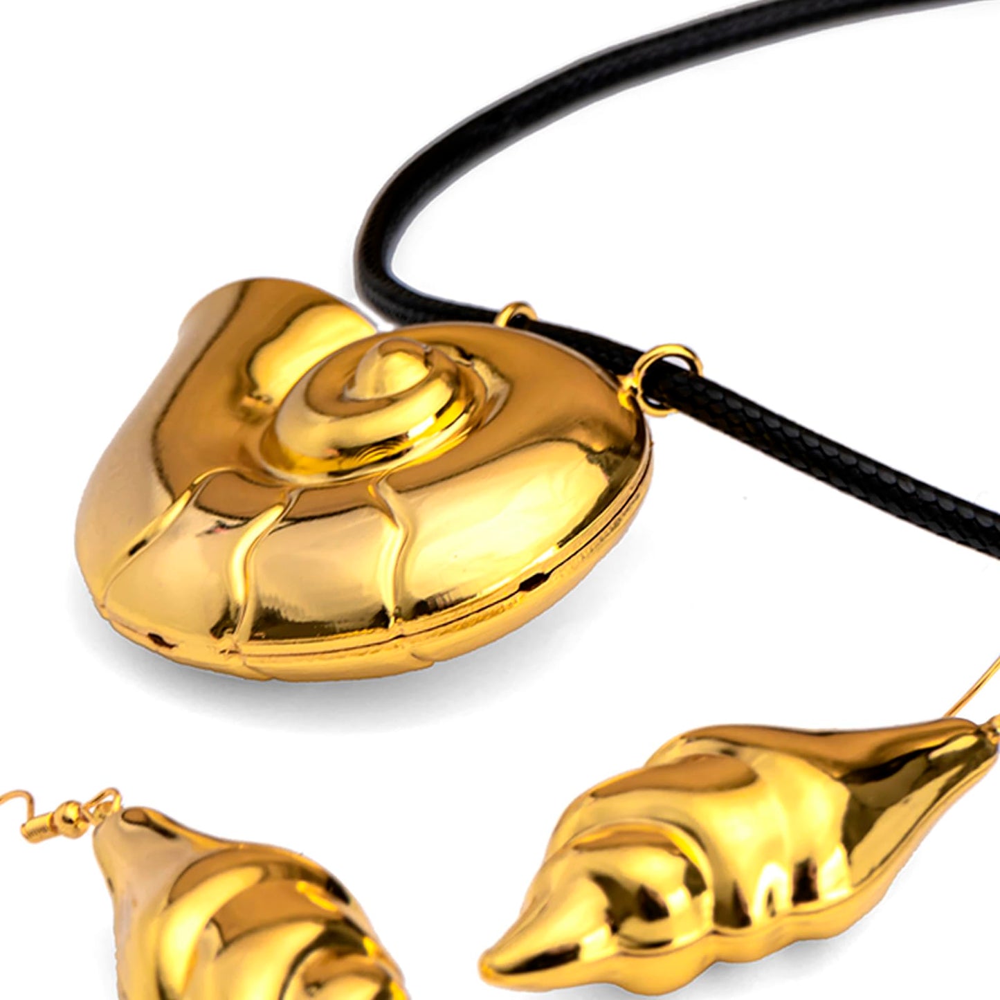 CozofLuv Seashell Necklace and Earings for Role Play (Gold)