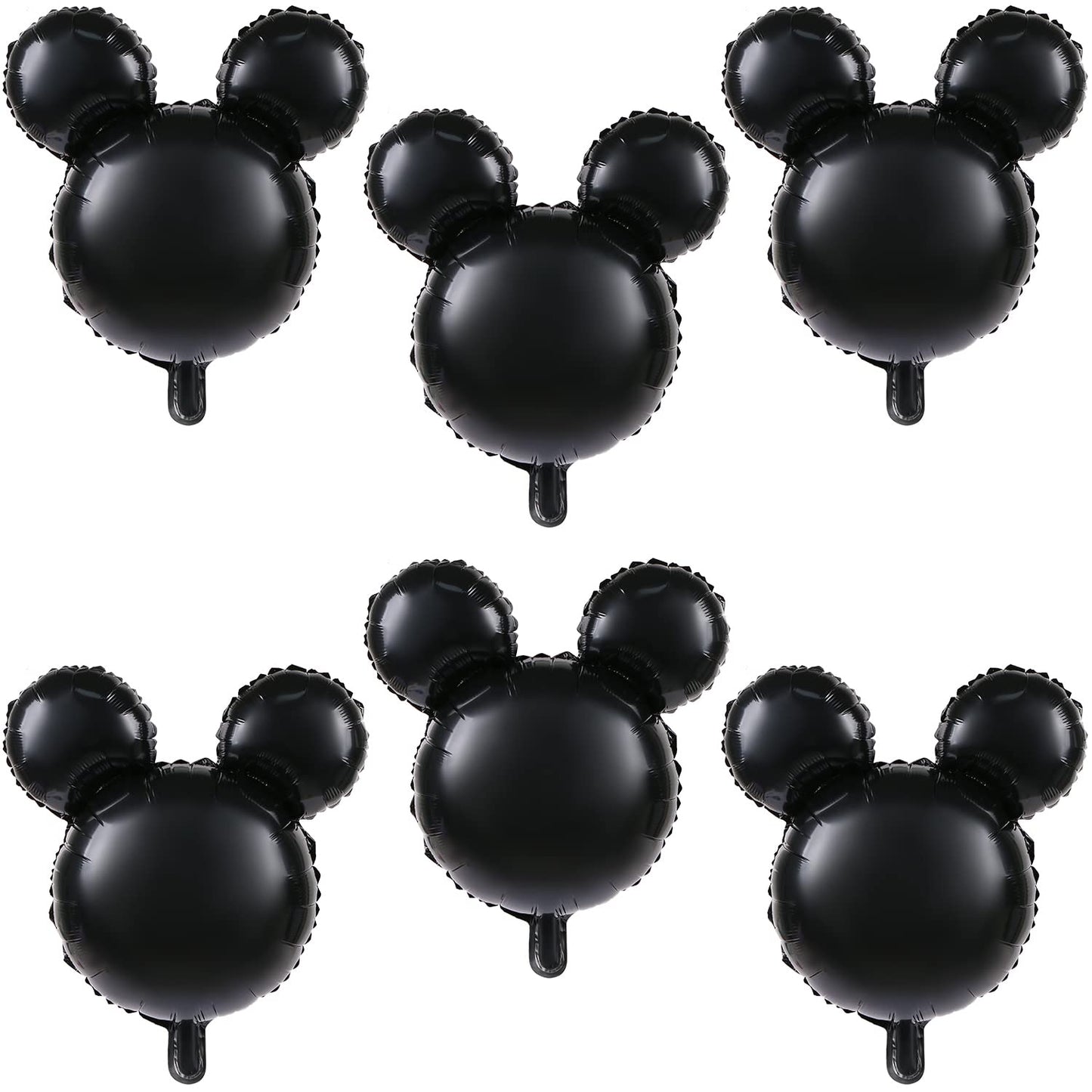Liyde 6 Pcs Mouse Head Balloon, 24'' Black Aluminum Foil Balloon For Birthday, Baby Shower Decorations