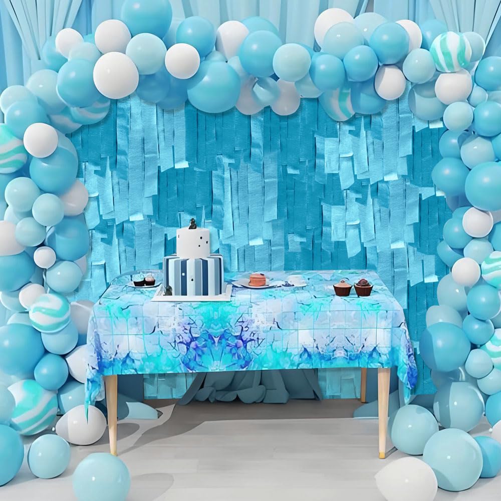 8 Rolls Crepe Paper Streamers 656ft, Pack of Light Blue and Sky Blue Party Steamers Set for Party Decoration Wedding Birthday Ba