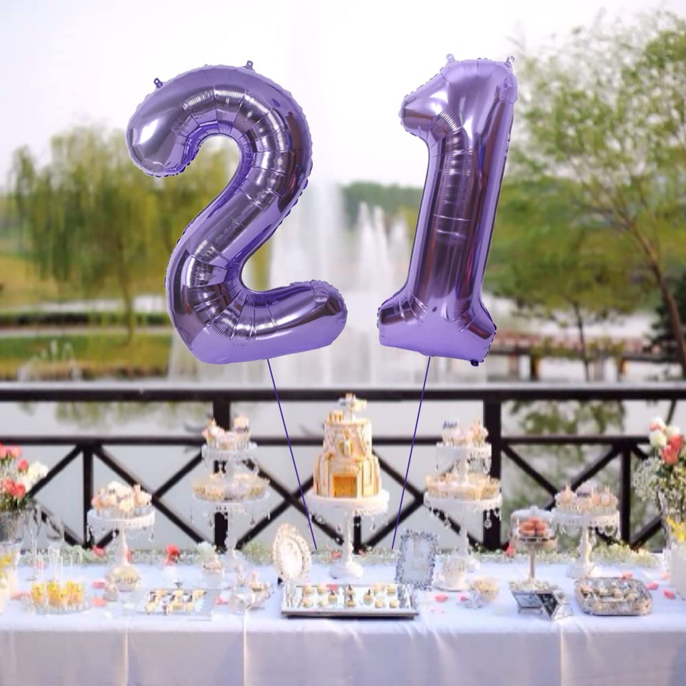Maigendoo Jumbo 21 Number Balloon 40 Inch Large Digit Balloons Huge Helium Balloon Foil Mylar Balloon With Swirl Decorations For