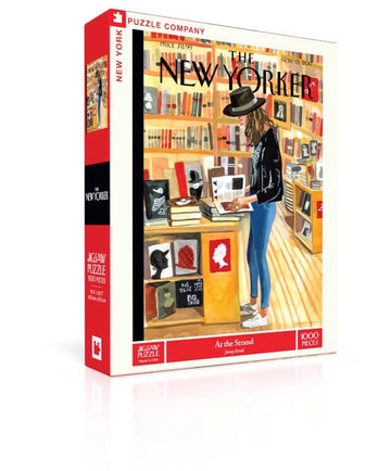 New York Puzzle Company 1000 Piece Jigsaw Puzzle - New Yorker at The Strand by Jenny Kroik - Cardboard, Family Game Nights