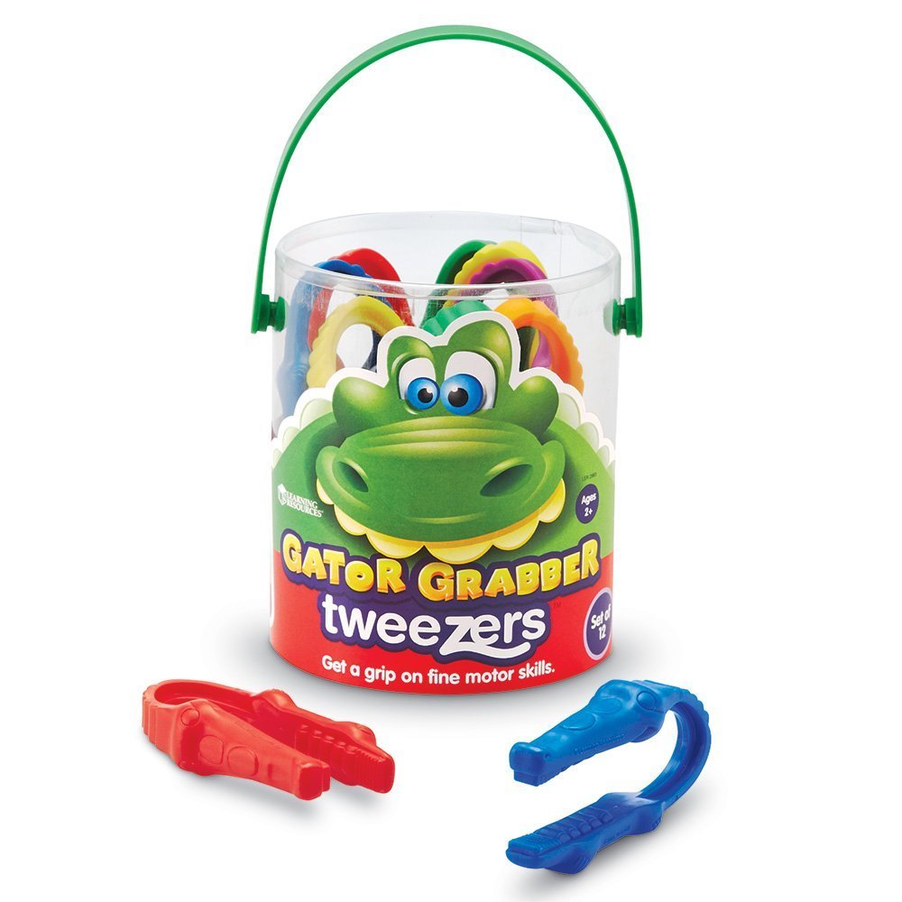 Learning Resources Gator Grabber Tweezers - 12 Pieces, Ages 2+ Fine Motor Tweezers For Kids, Toddler Learning Toys