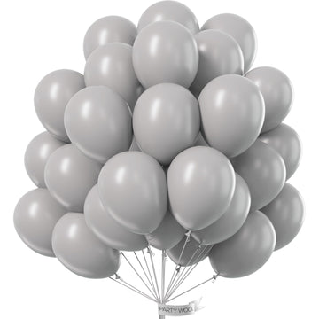 PartyWoo Gray Balloons - 50 pcs 12 Inch Matte Rubber Balloons for Birthday, Wedding & Baby Shower Decorations, Model Y71