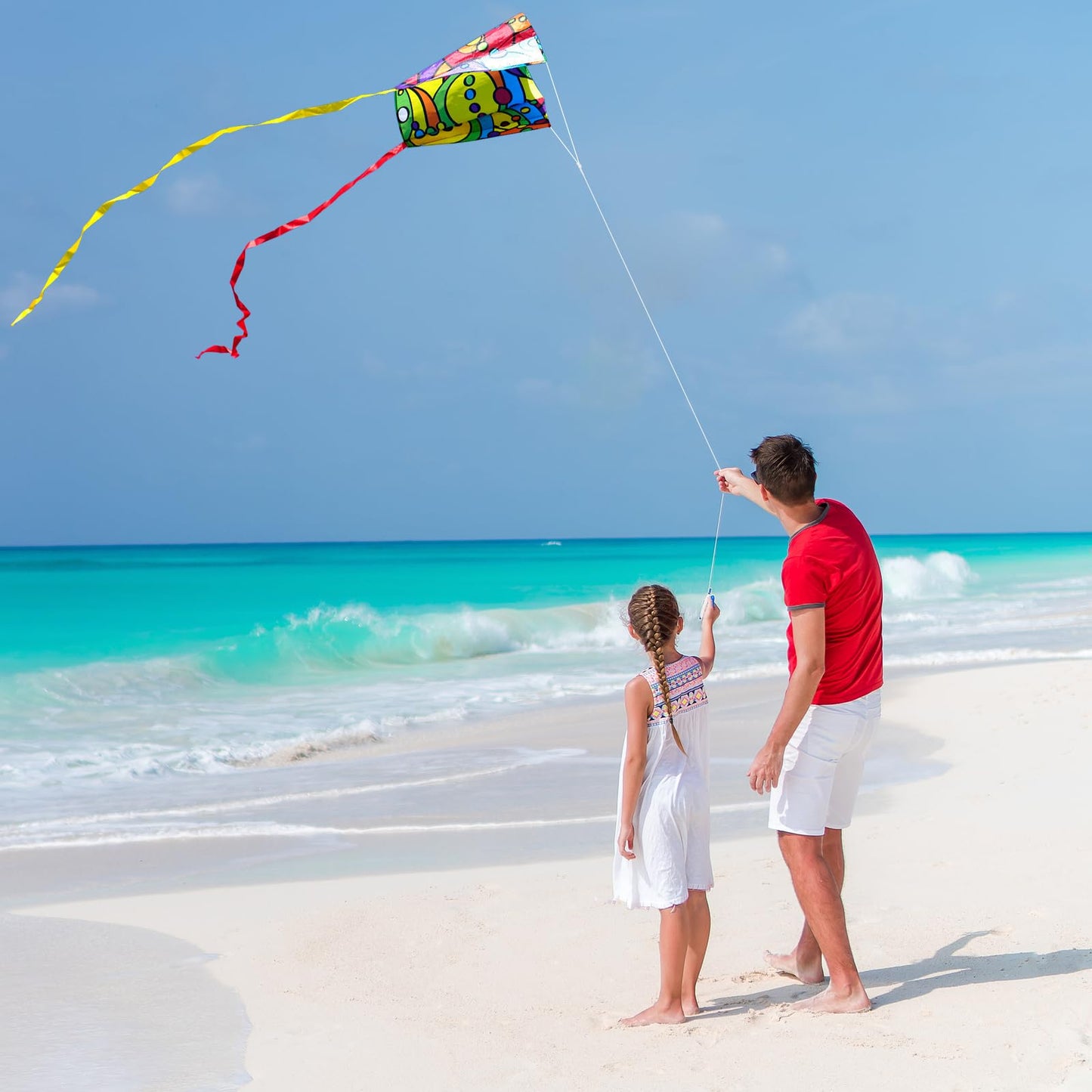 31Inch Colorful Rainbow Pocket Kite, Easy Flyer Kite With Long Tail And String Line, Not Need To Assemble, Beach Game And Outdoo