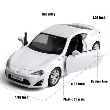 Rmz City 1:36 Diecasting Alloy Car Model Toyota 86 Toy Car, Pull Back Vehicles Toy Car For Toddlers Kids Boys Girls Gift White