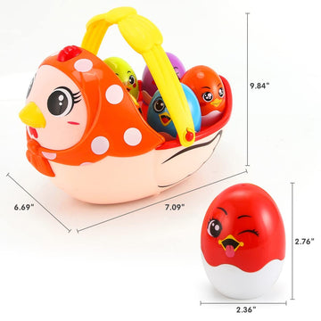 Linseyfun Baby Easter Egg Toy Basket, 6Pcs Matching Eggs, Easter Musical Eggs For Babies Toddlers, Easter Basket Ideas For 1 2 3