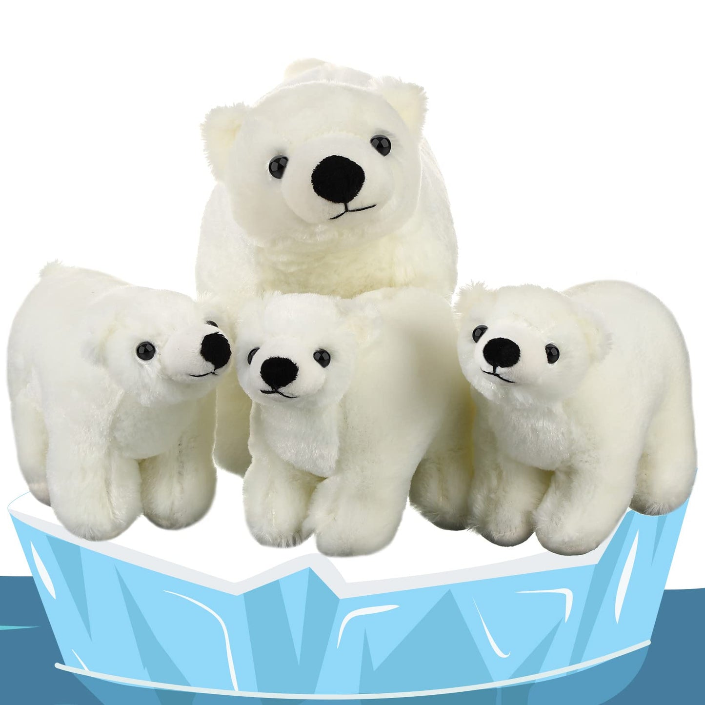 Zubebe 4 Pcs Polar Bear Stuffed Animal Set Large White Stuffed Bear Soft Polar Bear Plush Toy Cuddly Bear Gifts For Birthday Chr