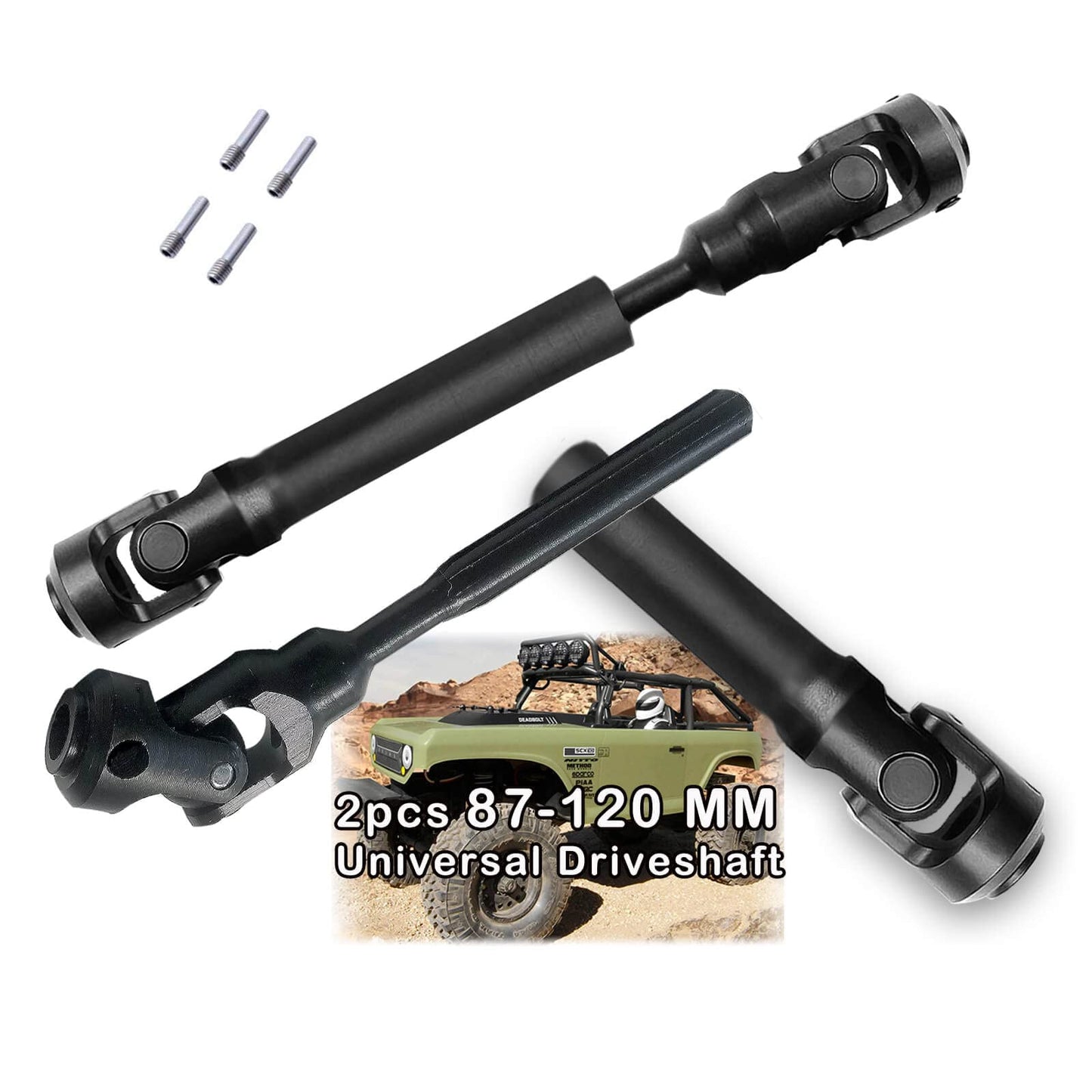 2Pcs Rc Drive Shaft 87-122Mm For 1/10 Scx10,Scx10-Ii Rtr,(87-122Mm)