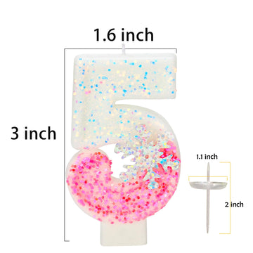 Frozen Themed Birthday Candles, Number 5 Snow Birthday Candle for Party Supplies, Frozen Birthday Party Supplies, 2.76 inch Numb