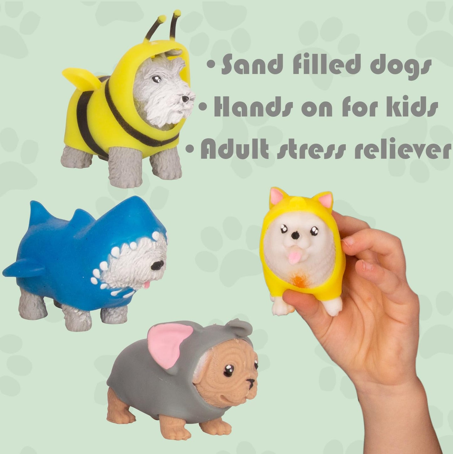 Tigerdoe Dog Squishy Fidget Toys For Kids - 6 Pack - Stress Relief And Anxiety Toy For Kids - Mini Dog Figurine Squishy Sand Toy