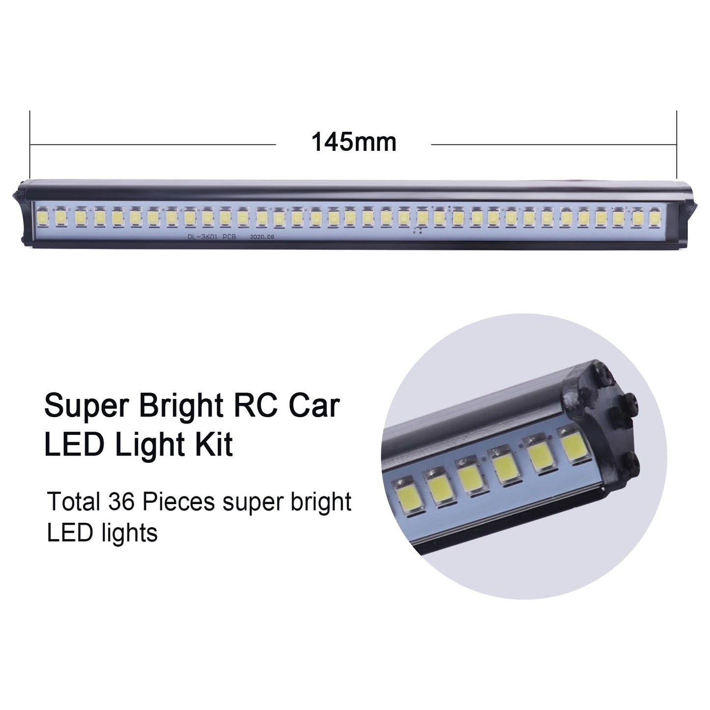 FriHobby 36 LED RC Light bar Roof LED Lamp Kit Headlights for TRX4 SCX10 & SCX10 II Traxxas Slash 2WD 4X4 Redcat Gen7 Gen 8 Craw