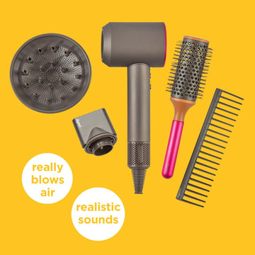 Casdon Dyson Supersonic Styling Set | Interactive Toy Hairdryer for Kids 3+ | Grey | Model 73252 | Plastic Material