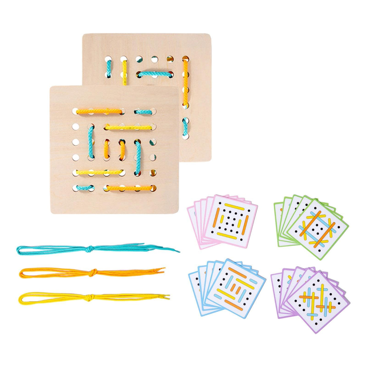 LOOM TREE Lacing Shapes Pattern Threading Rope Game for Age 3~6 Children Birthday Gift | Preschool Toys & Pretend Play | Wooden