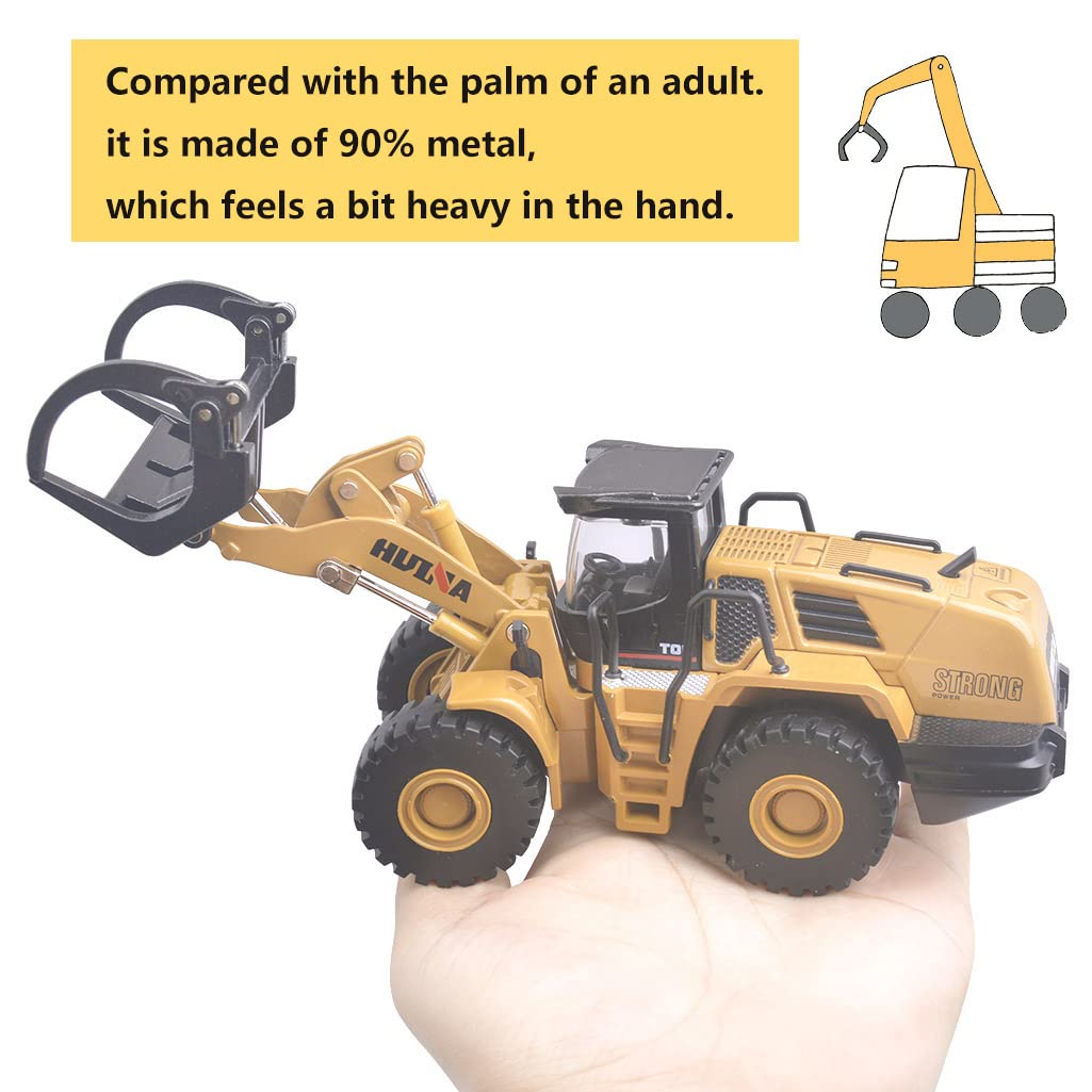 Ailejia 1/50 Scale Diecast Wood Grab Construction Vehicle Toys Timber Grab Truck Heavy Wooden/Building Articulated Alloy Constru