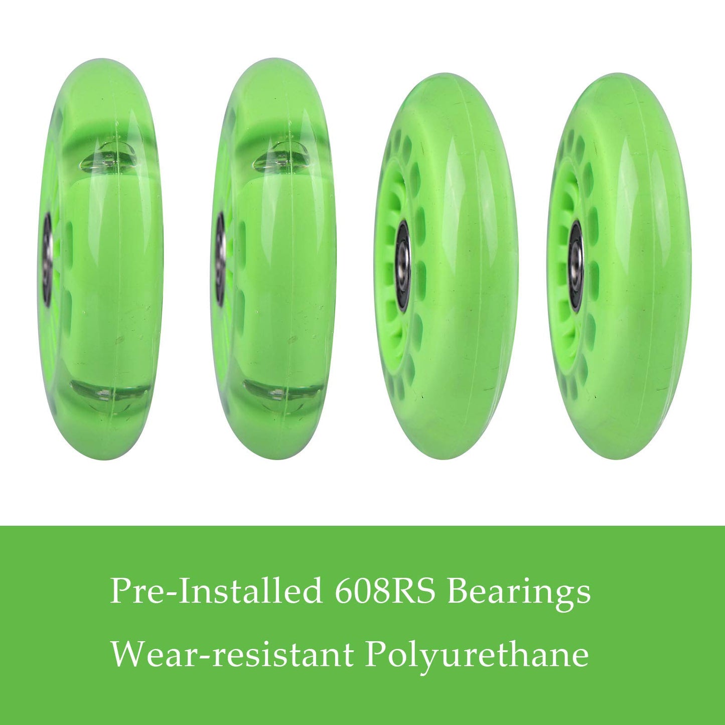 Wiggle Car Polyurethane Replacement Wheels Set Upgrade For Ride-On Toys (Light Green)