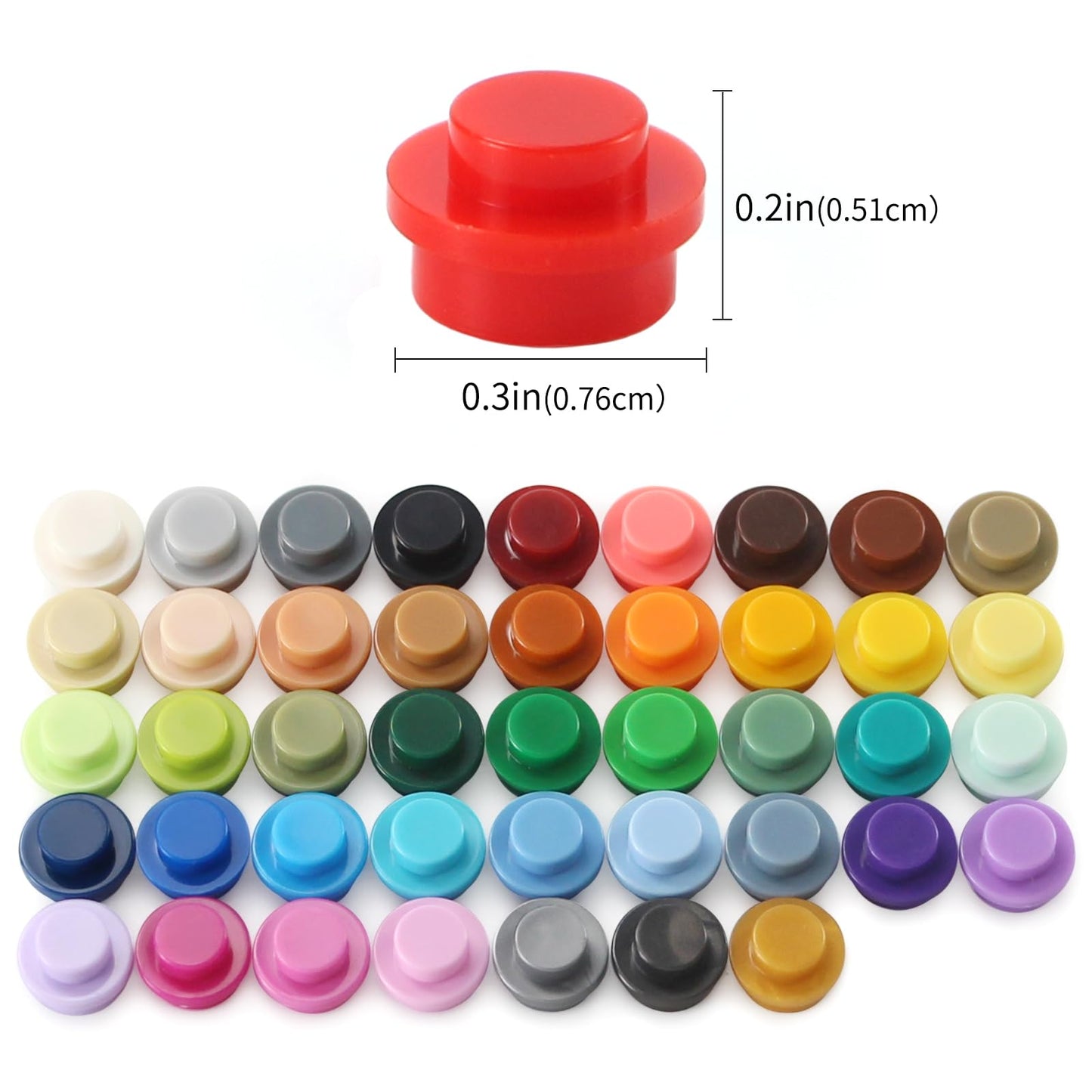 Feleph 2200Pcs Multicolored Round Plates 1X1 Building Blocks Moc 44 Colors Transparent Pieces Bricks Dots Bulk Studs Accessories