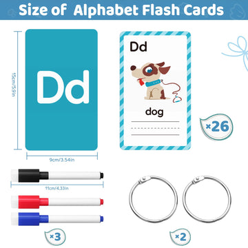 Besarme 26 Pcs Alphabet Flash Card 1-3 Abc Learning & Sight Words Flash Cards For Toddlers And Preschoolers Homeschool & Classro