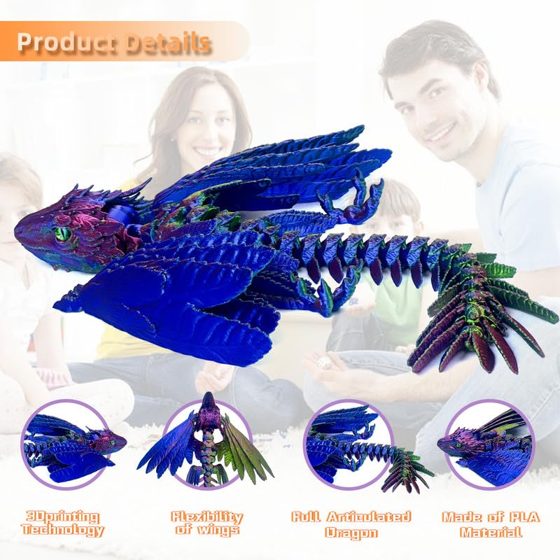 SGYYSG Feathered Wyvern Dragon,3D Printed Dragon, Articulated Dragon with Wings, Fidget Dragon, 3D Printed Toys, Desktop Pet - I