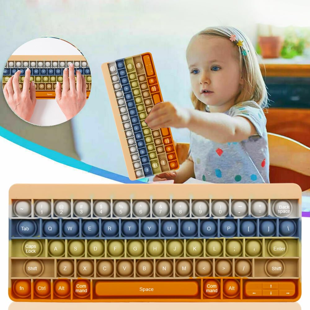 Push Toy Pop Bubble Fidget Sensory Toys Push It Pop Fidget Toys Morandi Keyboard Shape, Pop Silicone Popper Toy Learning Materials Game Gift For Kids (Morandi)