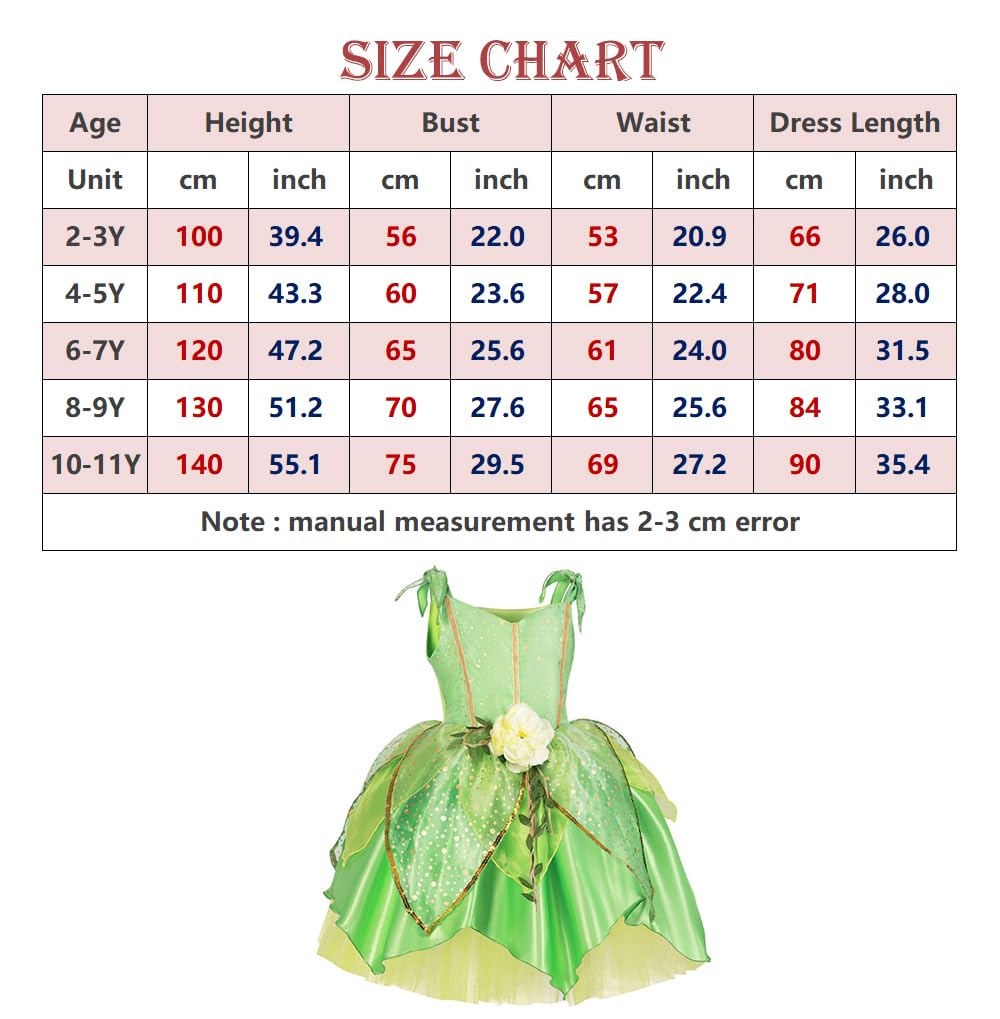 Axaxa Tinkerbell Costume For Girls Tinker Bell Costumes Girl Fairy Costume For Girls Include Wings 2-11T