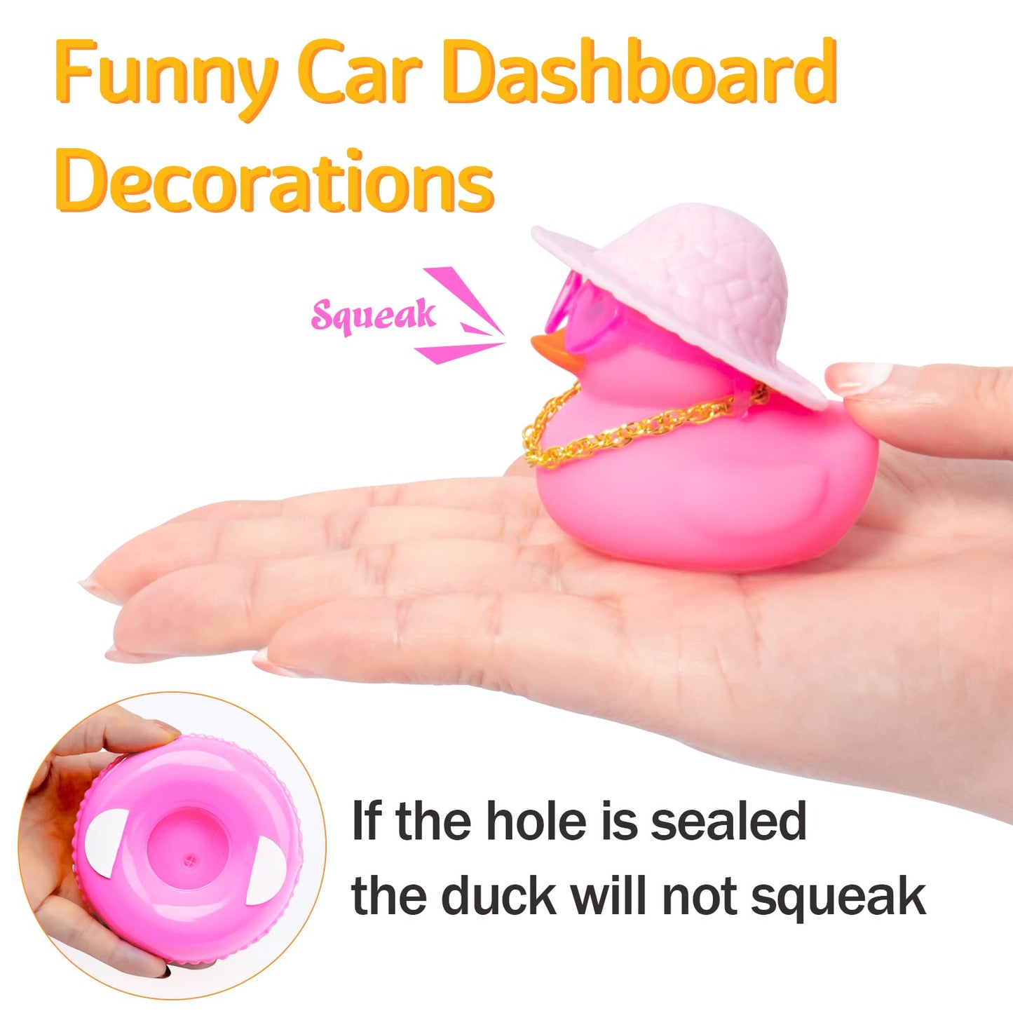 Wonuu Car Accessories Rubber Ducks Dashboard Decorations Rubber Duck Pink Accessories Dashboard Duck Car Decorations Car Ducks For Dashboard Car Duck Car Dashboard Decorations, Hg&Pink-Straw