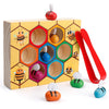 Coogam Toddler Fine Motor Skill Toy, Clamp Bee to Hive Matching Game, Montessori Wooden Color Sorting Puzzle, Early Learning Pre