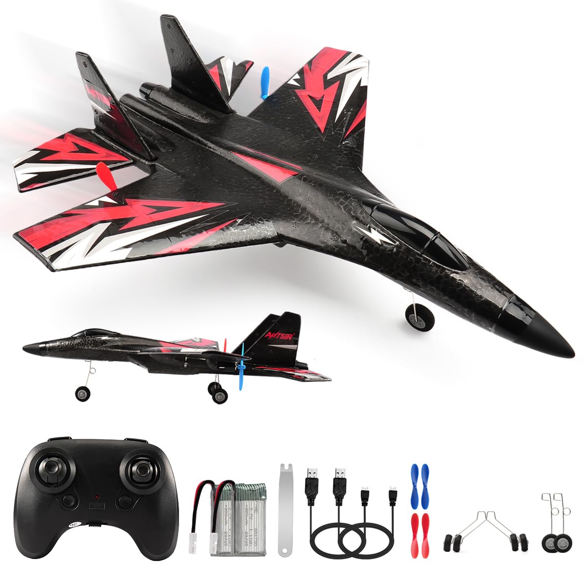Roofworld New Upgrade Su27 Rc Airplane, Remote Control Fighter Toys, 2.4Ghz 6-Axis Gyro Stabilizer Rtf Glider Aircraft Plane Wit