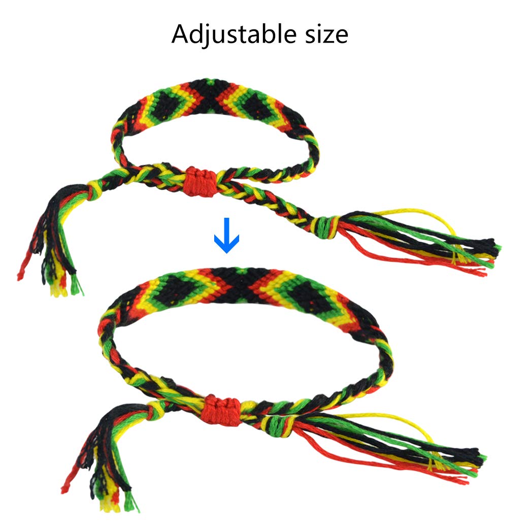 obmwang 16 Pieces Nepal Woven Friendship Bracelets Adjustable Braided Bracelets with a Sliding Knot Closure for Women and Men