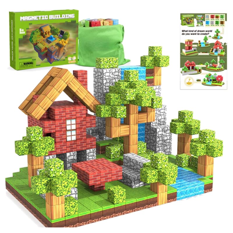 Hyeelun Magnetic Blocks 100PCS Magnetic Tiles Building Blocks, Build Forest World Set, Toys for Kids Boys Girls Ages 8+ Easter C