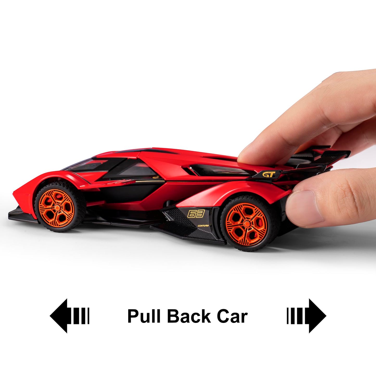 SASBSC Toy Cars Lambo V12 Race Car Toys with Light and Sound Diecast Metal Model Cars for 3+ Year Old Boys Pull Back Car Gift To