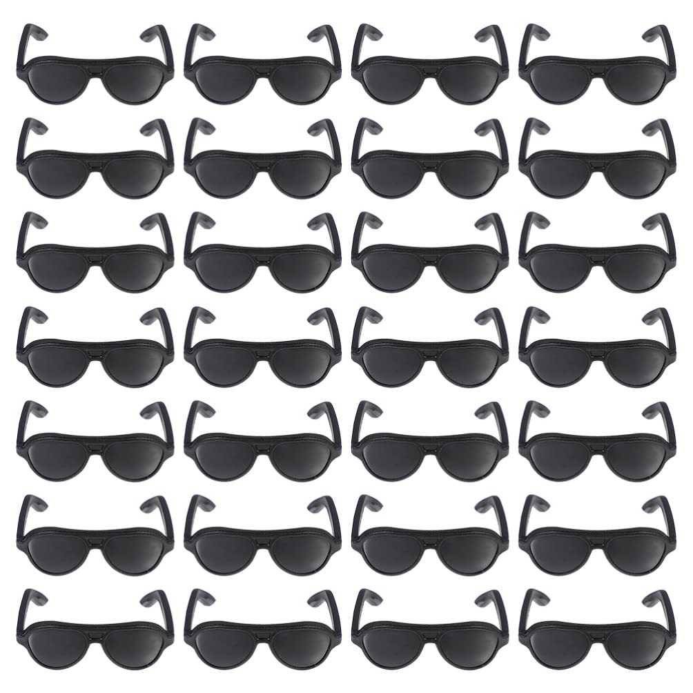 NUOBESTY 100pcs Mini Doll Eyeglasses Miniature Black Sunglasses Tiny Eyewear Toys for Kids Dollhouse DIY Craft Accessories