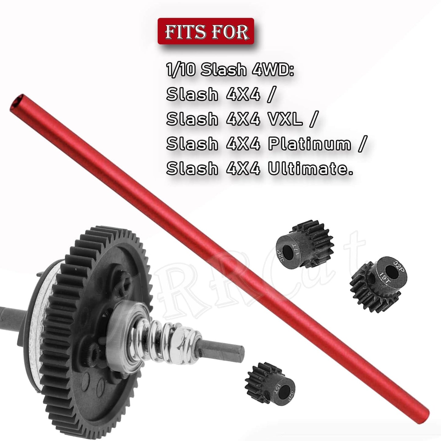 Complete Slipper Clutch & Center Driveshaft Upgrades Part for 1/10 Slash 4X4 VXL,ARRCat Steel 6878 Differential Gear and 32P 15T