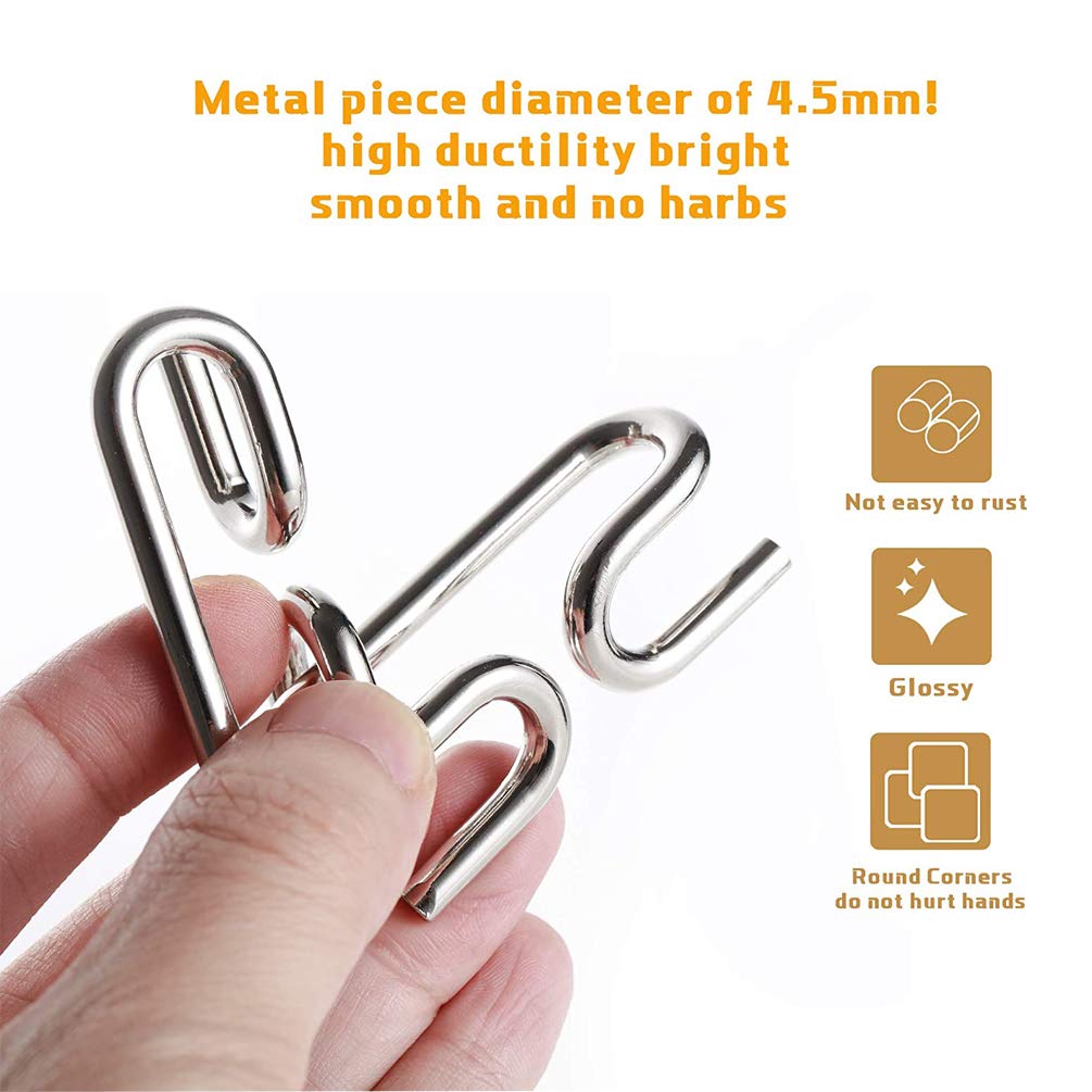 Bamboo 3D Puzzle Metal Brain Teasers Puzzles Mind Game Toys Set For Teens And Adults Pack Of 12Pcs