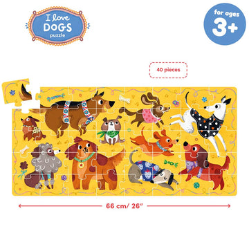 Banana Panda I Love Dogs Puzzle - 26" x 12.6" Multicolor Cardboard Floor Puzzle, Model 49287