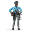 Bruder Policeman Action Figure, Dark Skin, Accessories, Model 60051, Blue, Made of Acrylonitrile Butadiene Styrene