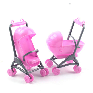 Toddmomy 2Pcs Miniature Stroller Toy Dollhouse Miniature Baby Carriage Plastic Dollhouse Furniture Nursery Doll House Accessorie