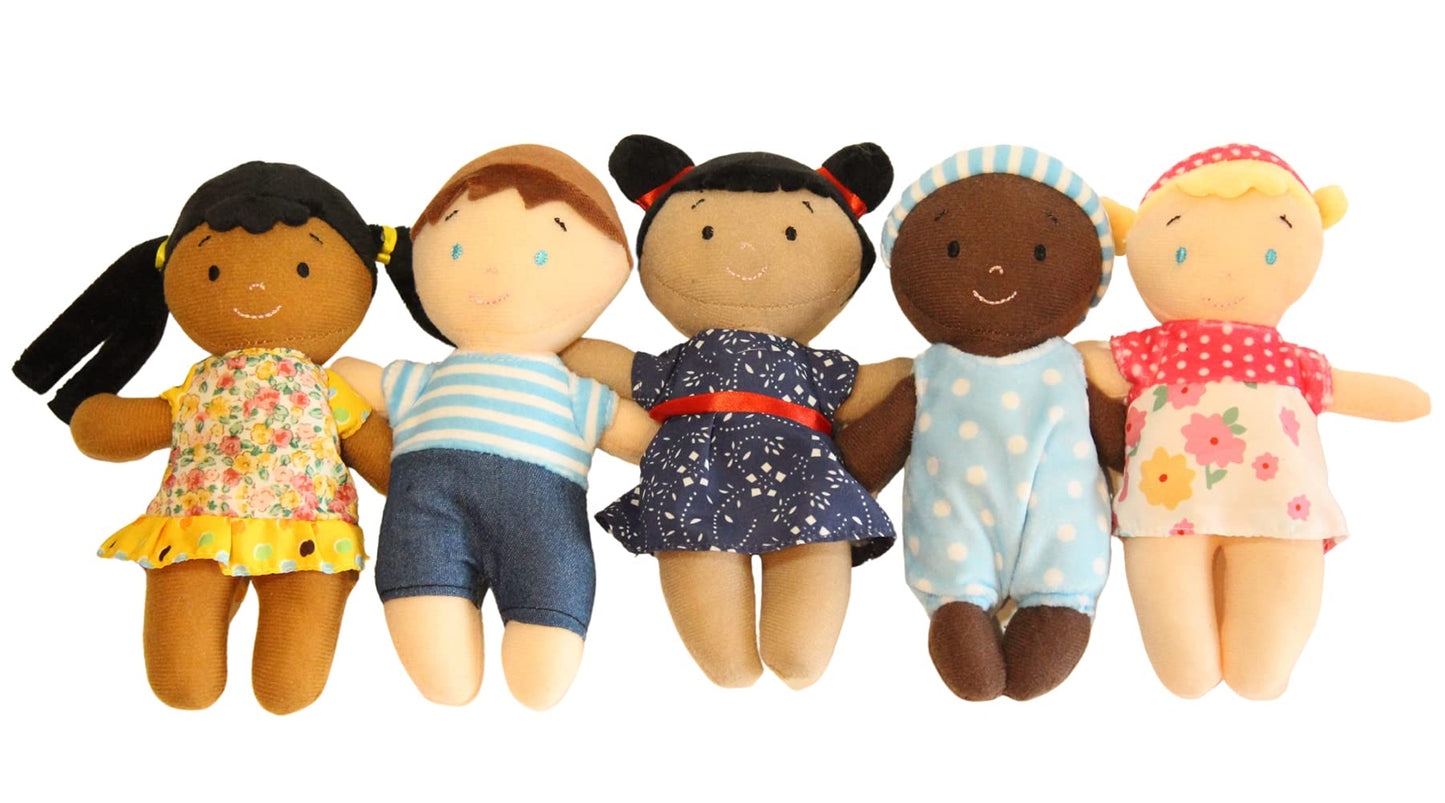 Making Believe Diversity Buddies Plush Diversity Dolls - Multicultural Dolls For Kids | Multicultural Baby Dolls, Different Races Dolls, Multi-Ethnic Multiracial Dolls | Daycare Toys - 8' - Set Of 5