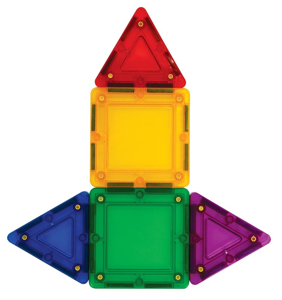 Magformers Tileblox Basic Rainbow 20 Pieces, Rainbow Colors, Magentic Geometric Shapes Building Stem Toy Set Ages 3+
