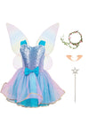 JoyRapt Fairy Costume Dress for Girls 3-10, Fairy Princess Pink Tutu Outfits Butterfly Wings Wand Headband Halloween Gifts(Small