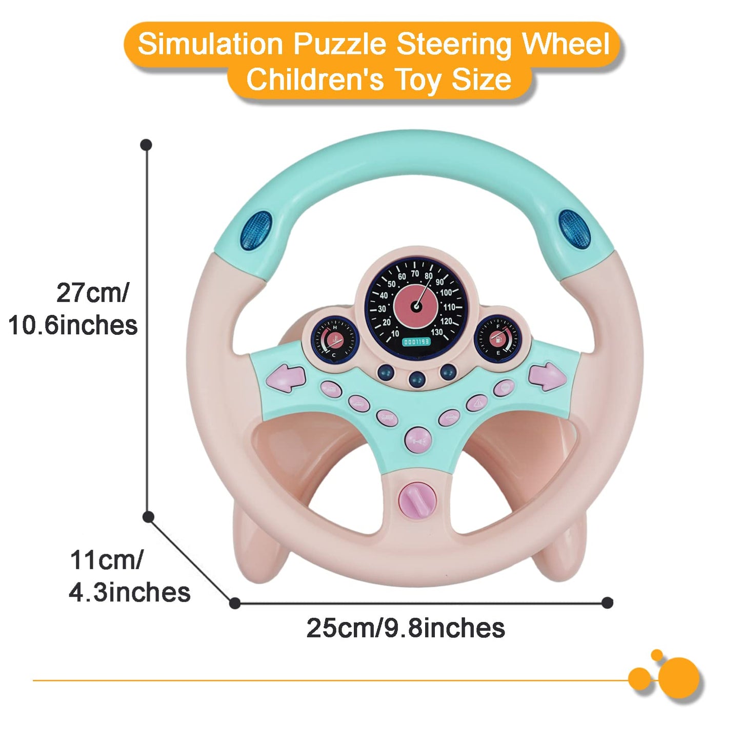 Redcrab Steering Wheel Car Driving Simulated Toy With Light And Music For Kids, Pretend Driving Seat Toys,Baby Electric Early Learning Educational Toys For Boys And Girls(Pink)