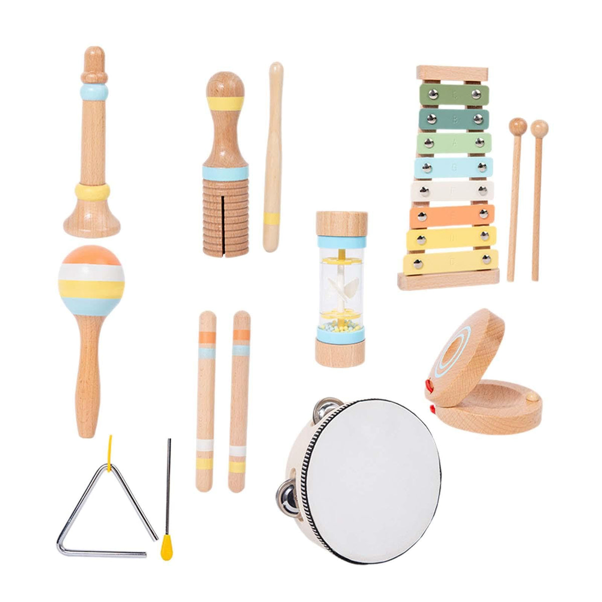 Enakshi Baby Musical Instruments Set Wooden Percussion Instruments Toy For Kids Gift 9Pcs|Toys & Hobbies | Educational | Music &