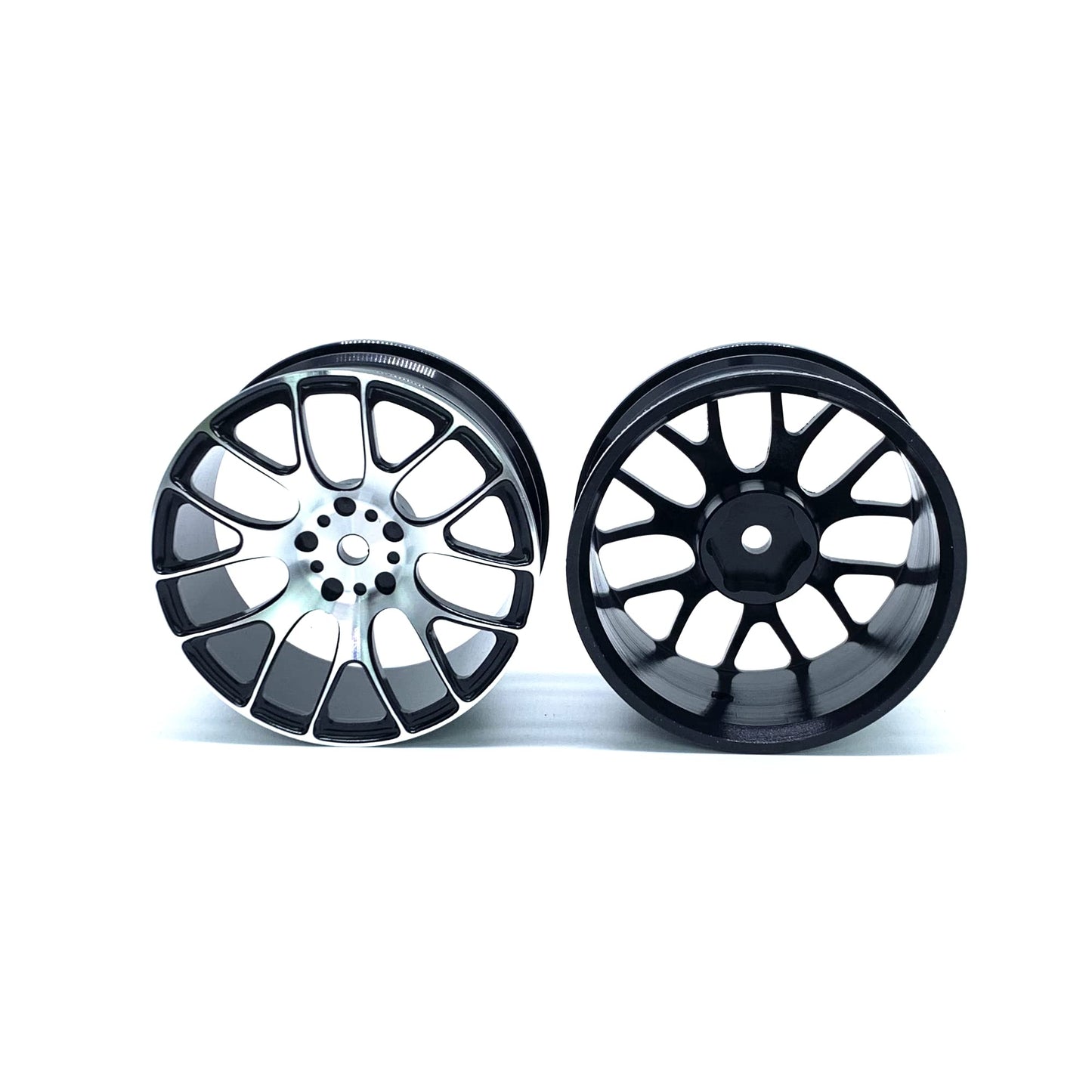 KingVal Replacement 4PCS Aluminum Wheel Rim 12mm Hex Hub Offset 3mm Compatible with 1/10 RC Car (Black)