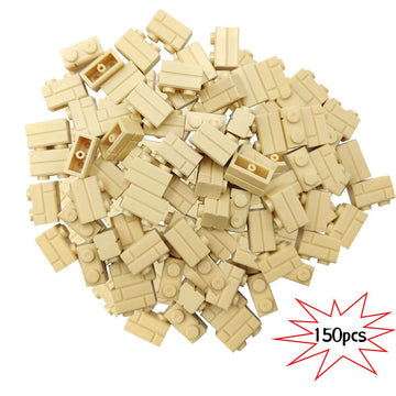 Zhx Masonry Profile Bricks Bulk Khaki Color Diy Building Block Toy For Wall Parts And Pieces Compatible For Major Brand 1X2 Brick 150Pcs