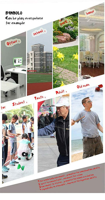 Diabolo Chinese Yoyo Set ,Triple Bearing Diabolo Chinese Yo-Yos Juggling Toys Colorful Led Diabolo With Diablo Sticks, Diabolo S