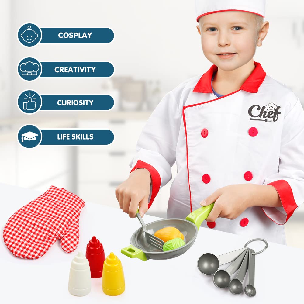 Lesheng Space Chef Costume For Kids, Cook Role Play Dress -Up Set With Realistic Kitchen Toys, Pretend Chef Outfit For Halloween