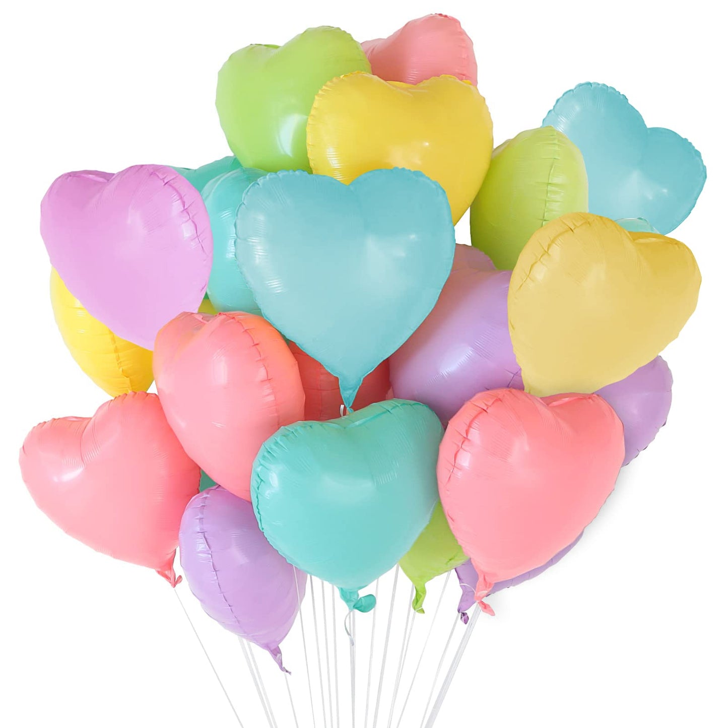 30 Pcs Pastel Colorful Heart Balloons 18In Rainbow Heart Shaped 18 Inch Balloons Helium Mylar Balloons Foil Balloon Baby Shower