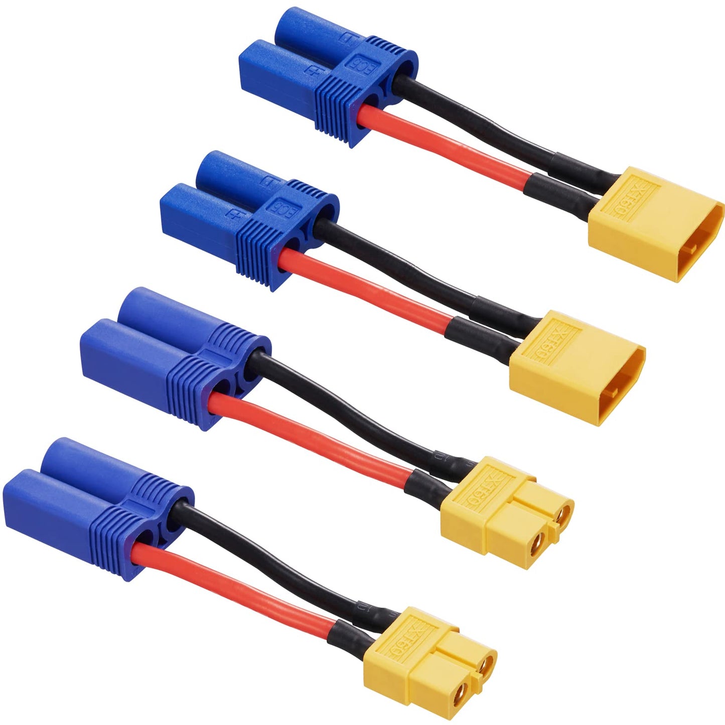 Laisomeke 4Pcs Xt60 To Ec5 Male Female Adapter, Xt60 To Male Female Ec5 Connector Adapter With 50Mm 14Awg Wires For Rc Lipo Batt