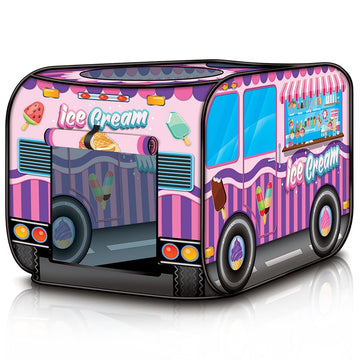 Artcreativity Ice Cream Truck Tent With Carry Bag, Pop Up Indoor - Outdoor Tent For Kids, Indoor Playhouse With 2 Openings, Flat-Folding Play Tent For Toddlers, Compact Storage 43.5 X 28 X 26.5 Inches