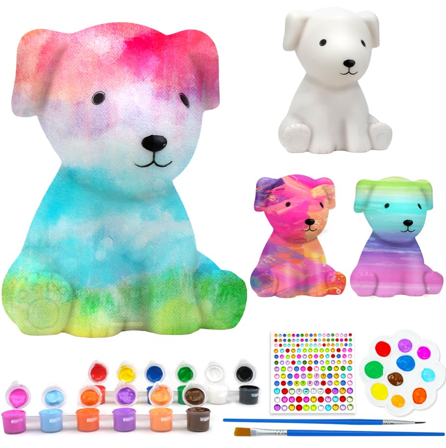 Hapmars Paint Your Own Dog Lamp Kit 2Pcs, Diy Dog Art Craft Painting Kits For Girls Boys Kid Age 4 5 6 7 8 9 10 11 12+, Art Supp